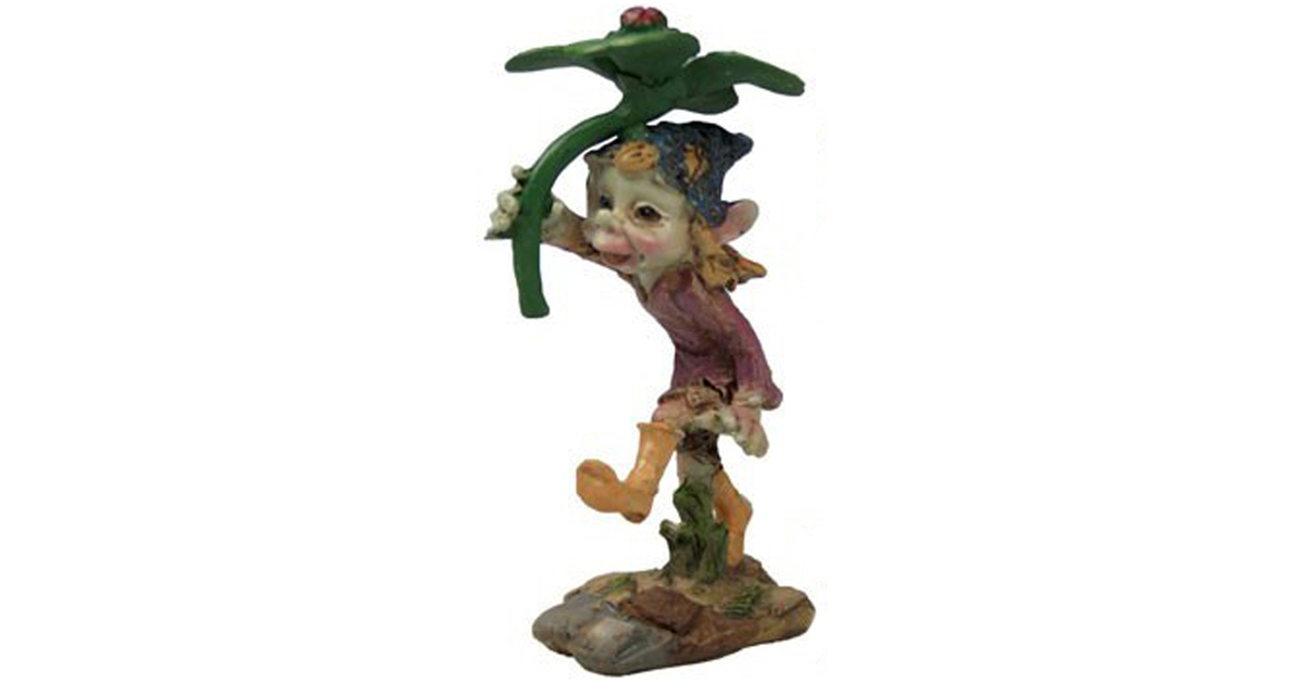 PIXIE LUTIN FIGURINE Caché Se Derrière Feuilles - Fantasie Vilain Nain